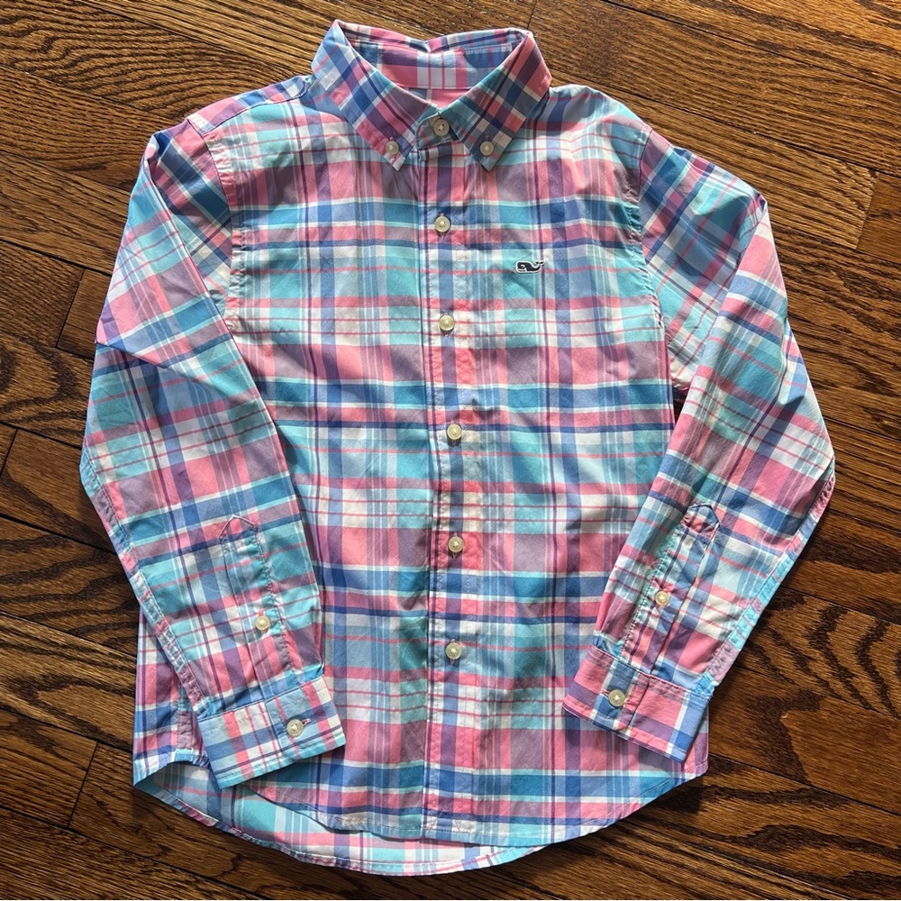 Vineyard Vines Performance Cotton Plaid Botton Down Shirt for Boys - Size 6
